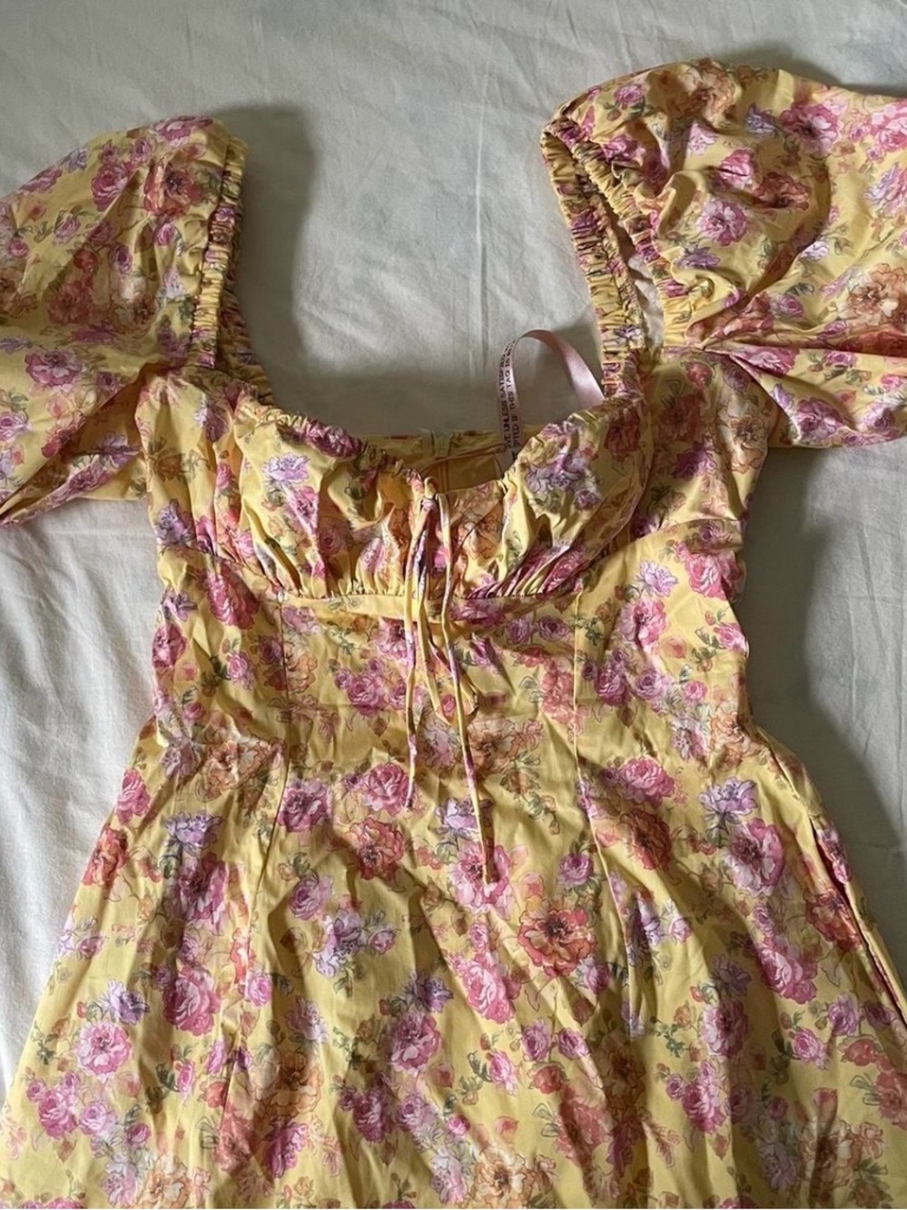 House of CB Yellow Floral Puff-Sleeve Maxi Dress - Picture 3 of 6